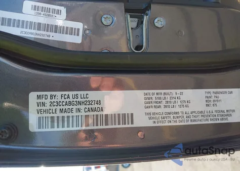 2022 Chrysler 300 S z USA, uszkodzony, nr VIN 2C3CCABG3NH232748